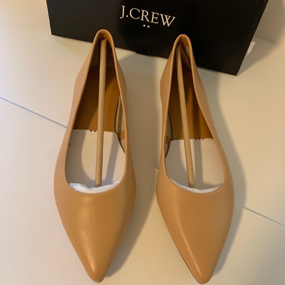 J. Crew Shoes - J. Crew Marina Leather Pointy Toe Flats Warm Beige Size 8 BNIB